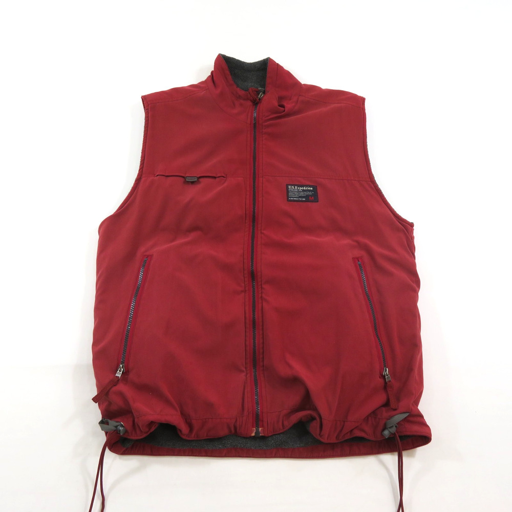 US EXPEDITION Reversible Outerwear Vest Red Gray Fleece Sz M